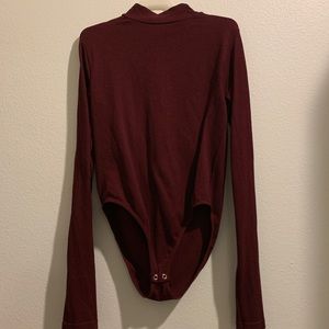 Forever 21 Turtle Neck Body Suit - Burgundy
